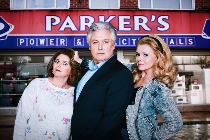 Diane, Martin and Kath stood in front of the Parker's shop