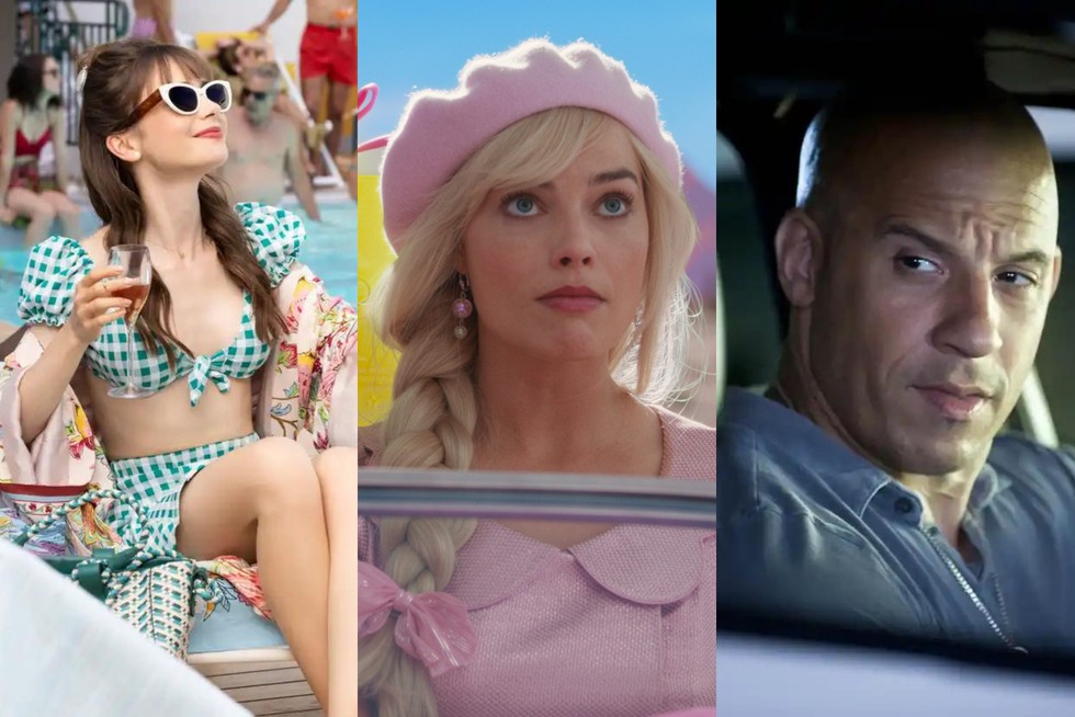 A side by side of Lily Collins, Margot Robbie and Vin Diesel