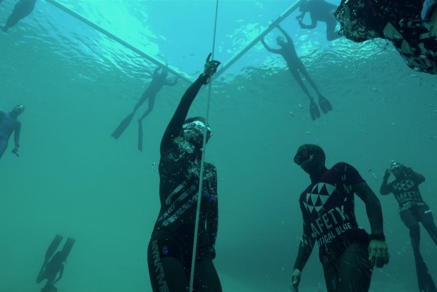 A group of divers underwater
